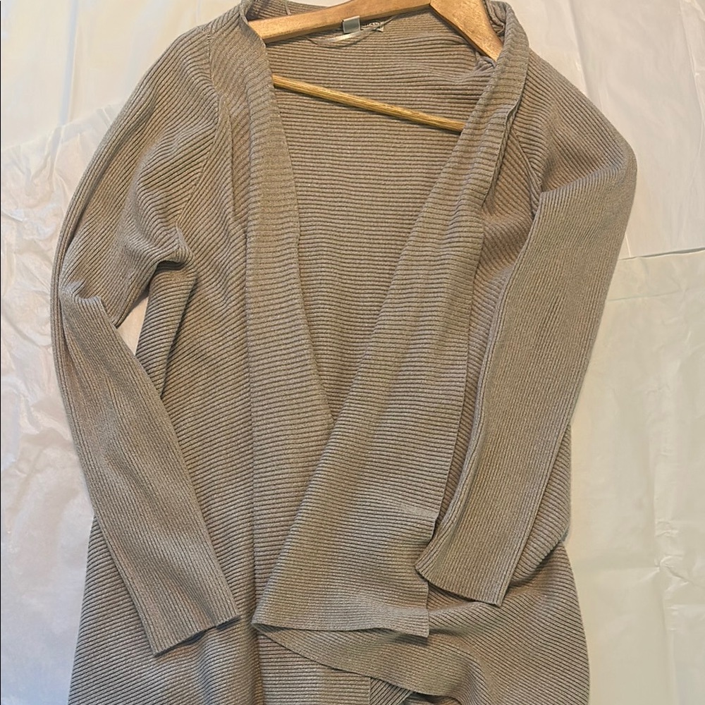 Dana Buchman Taupe Open-Front Cardigan